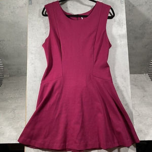 Free People Womens Pink Burgundy‎ Sleeveless Mini Drop Waist Skater Dress Size L